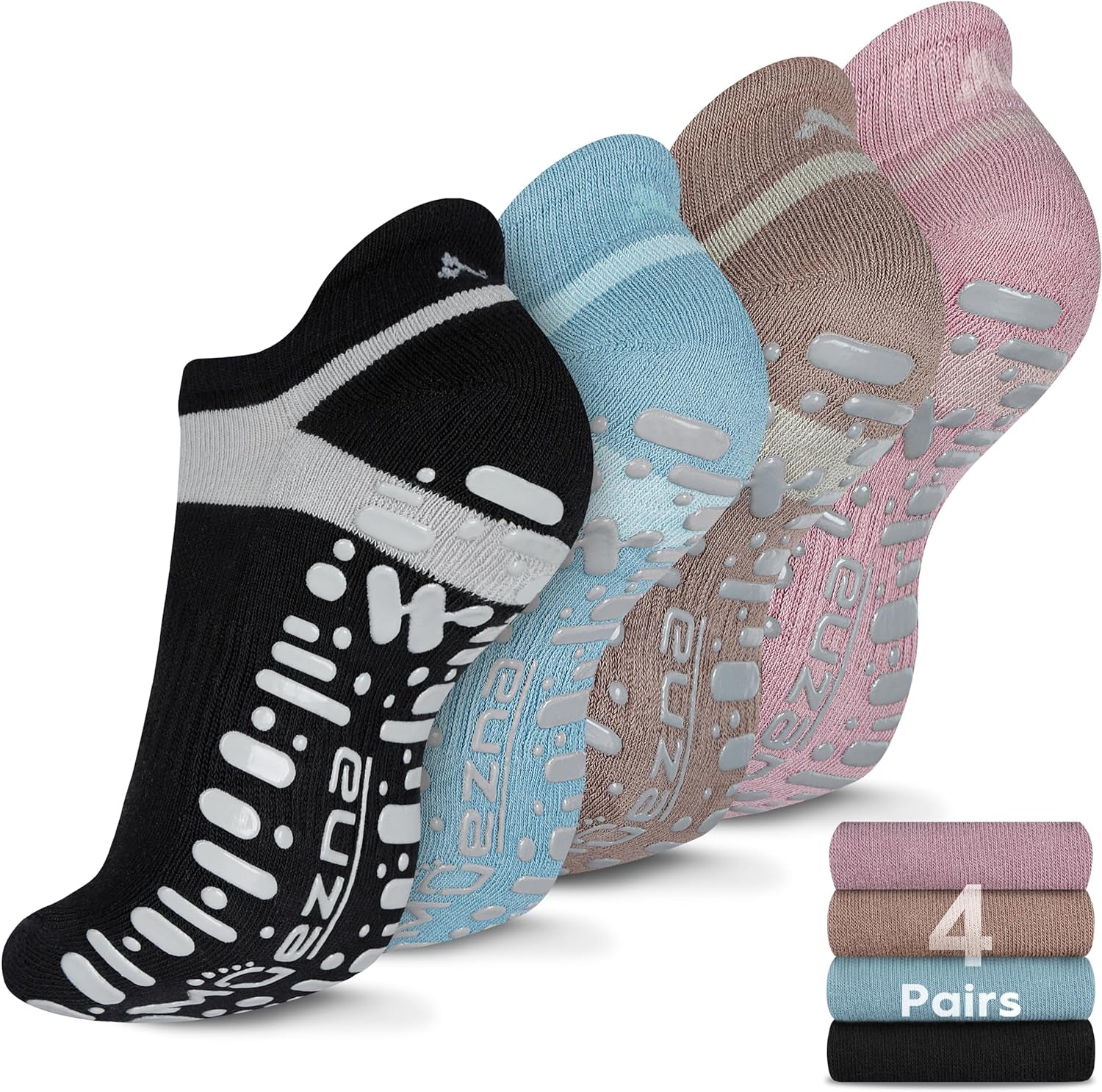 Non-Slip Yoga & Pilates Grip Socks for Women – Anti-Skid Barre Studio Socks (Size 5–10)