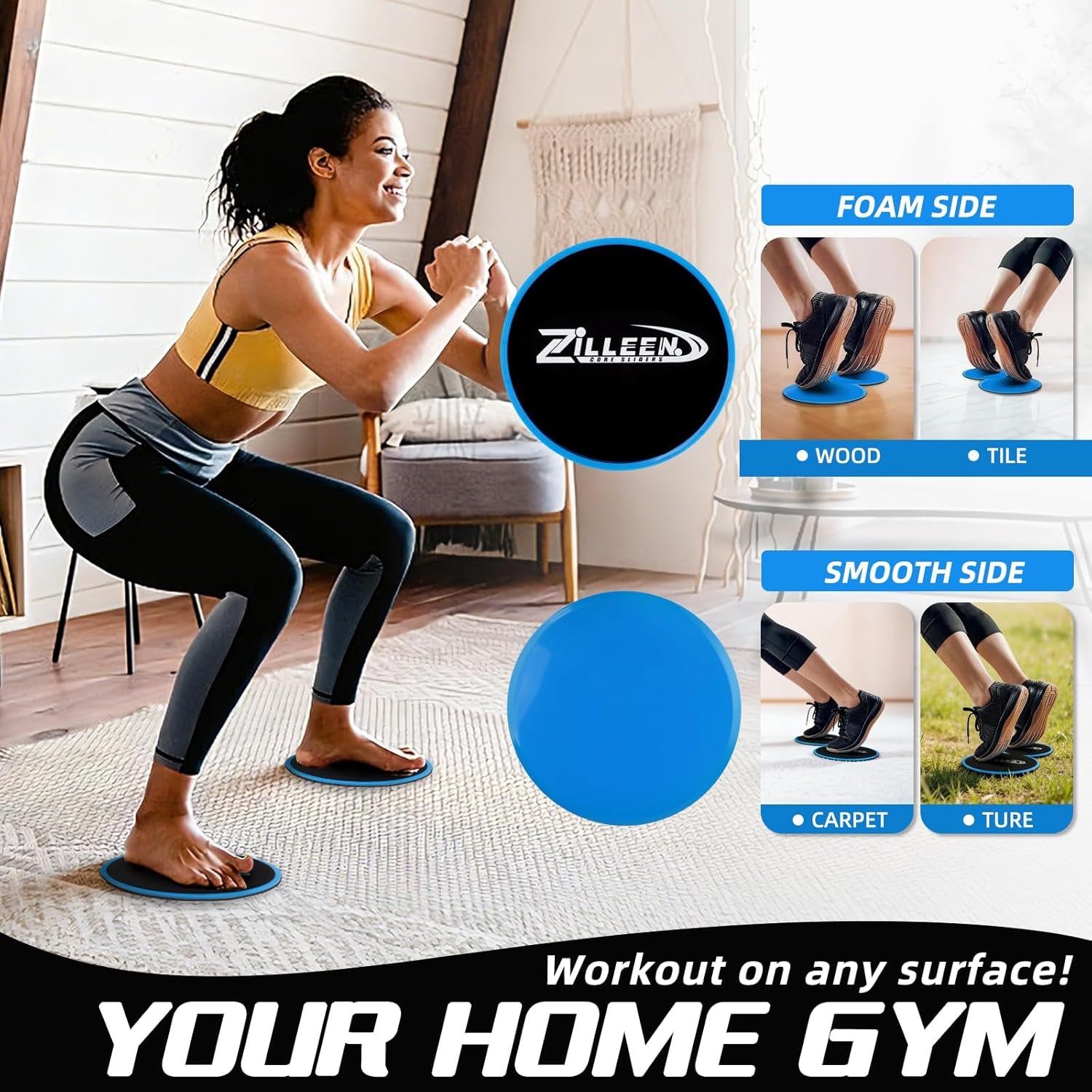 Exercise Sliders for Working Out Fitness Discs for Pilates Women Men, 2 Pack