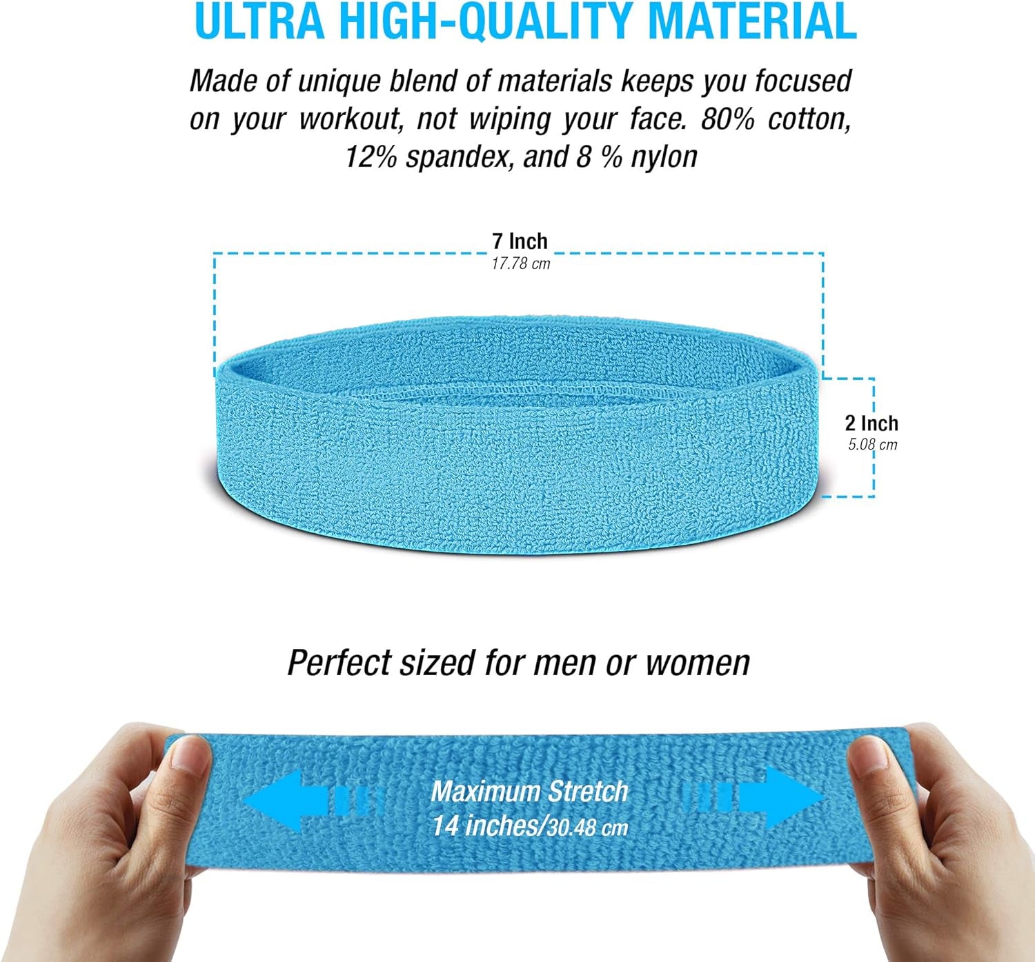 Moisture-Wicking Athletic Sweatband — Lightweight Cotton Terry Headband for Training & Sports