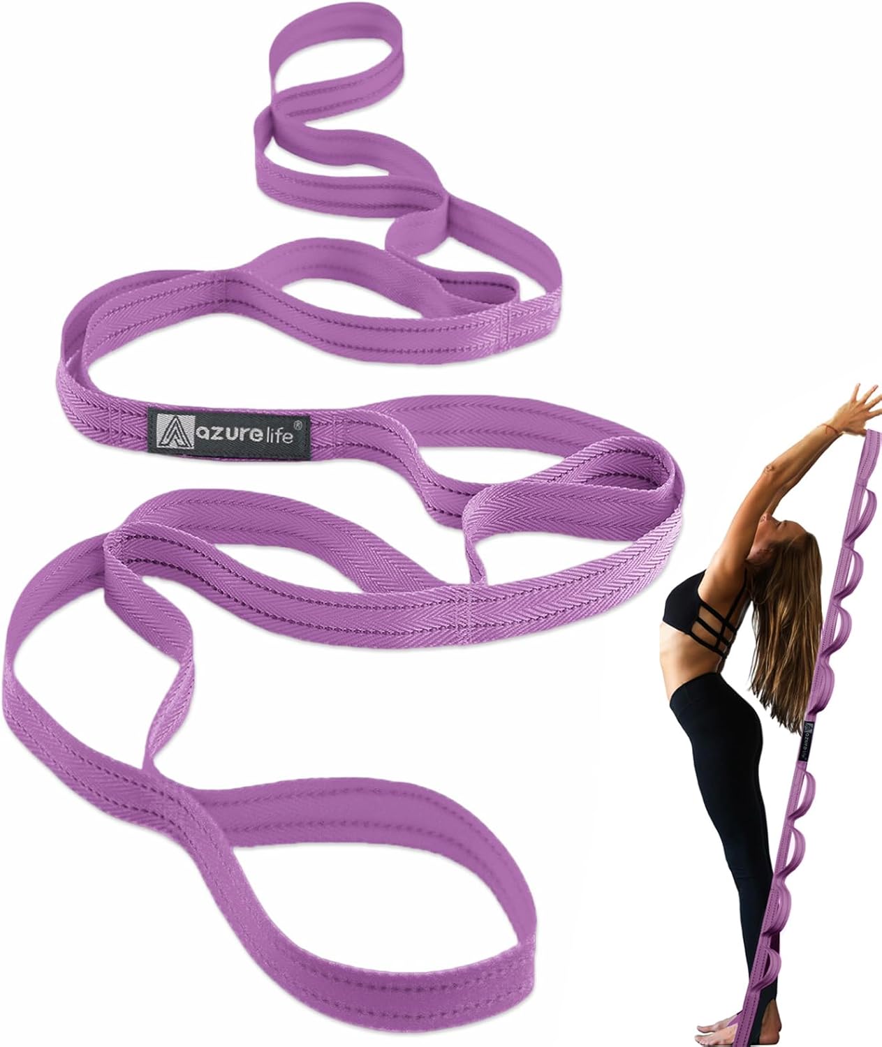 Premium Durable Stretch Straps with Loops, Stretching Strap for Physical Therapy, Multi-Loop Yoga Strap Fitness Exercise Strap for Yoga, Pilates, Dance, Flexibility&Exercise