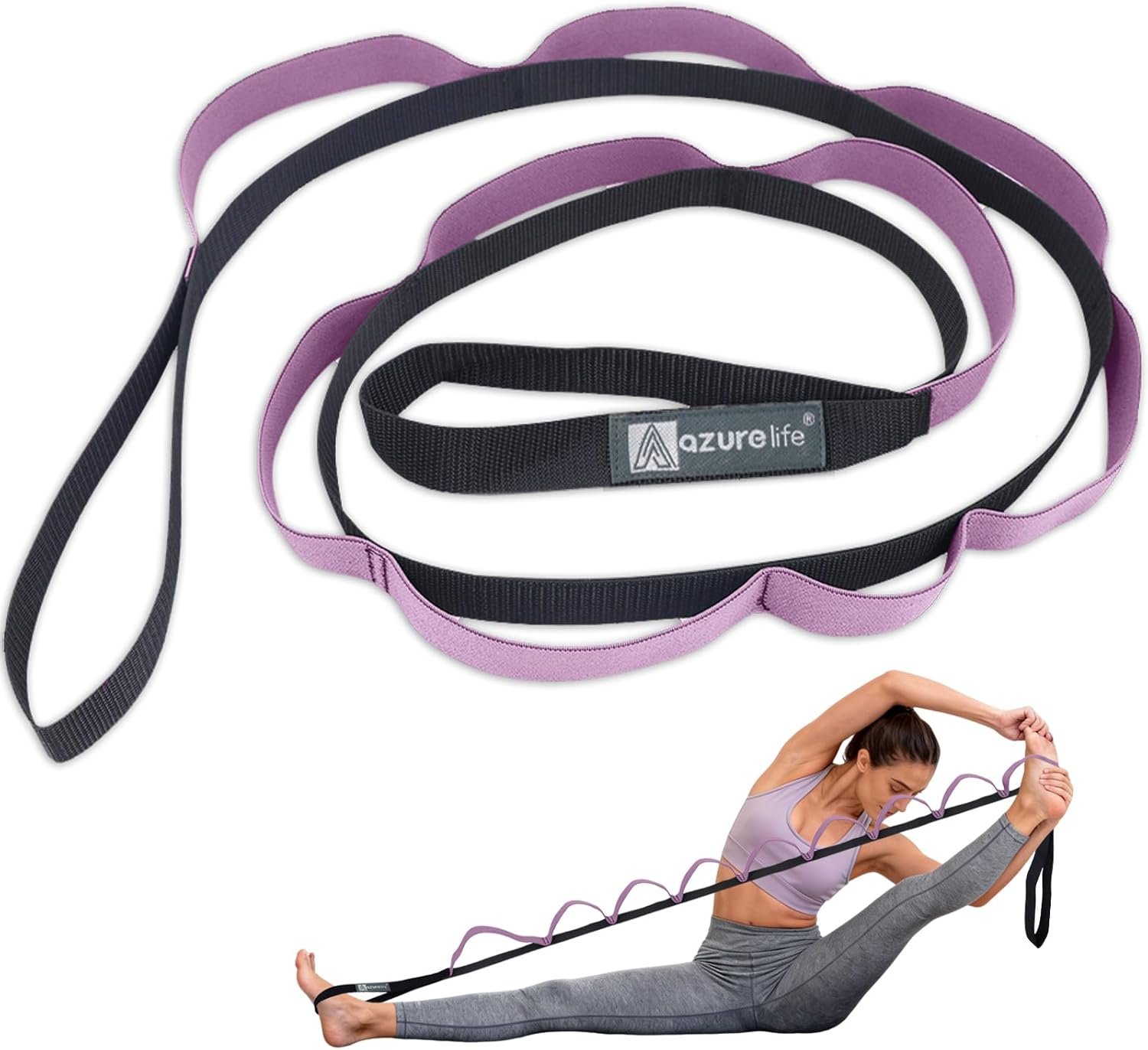 Premium Durable Stretch Straps with Loops, Stretching Strap for Physical Therapy, Multi-Loop Yoga Strap Fitness Exercise Strap for Yoga, Pilates, Dance, Flexibility&Exercise