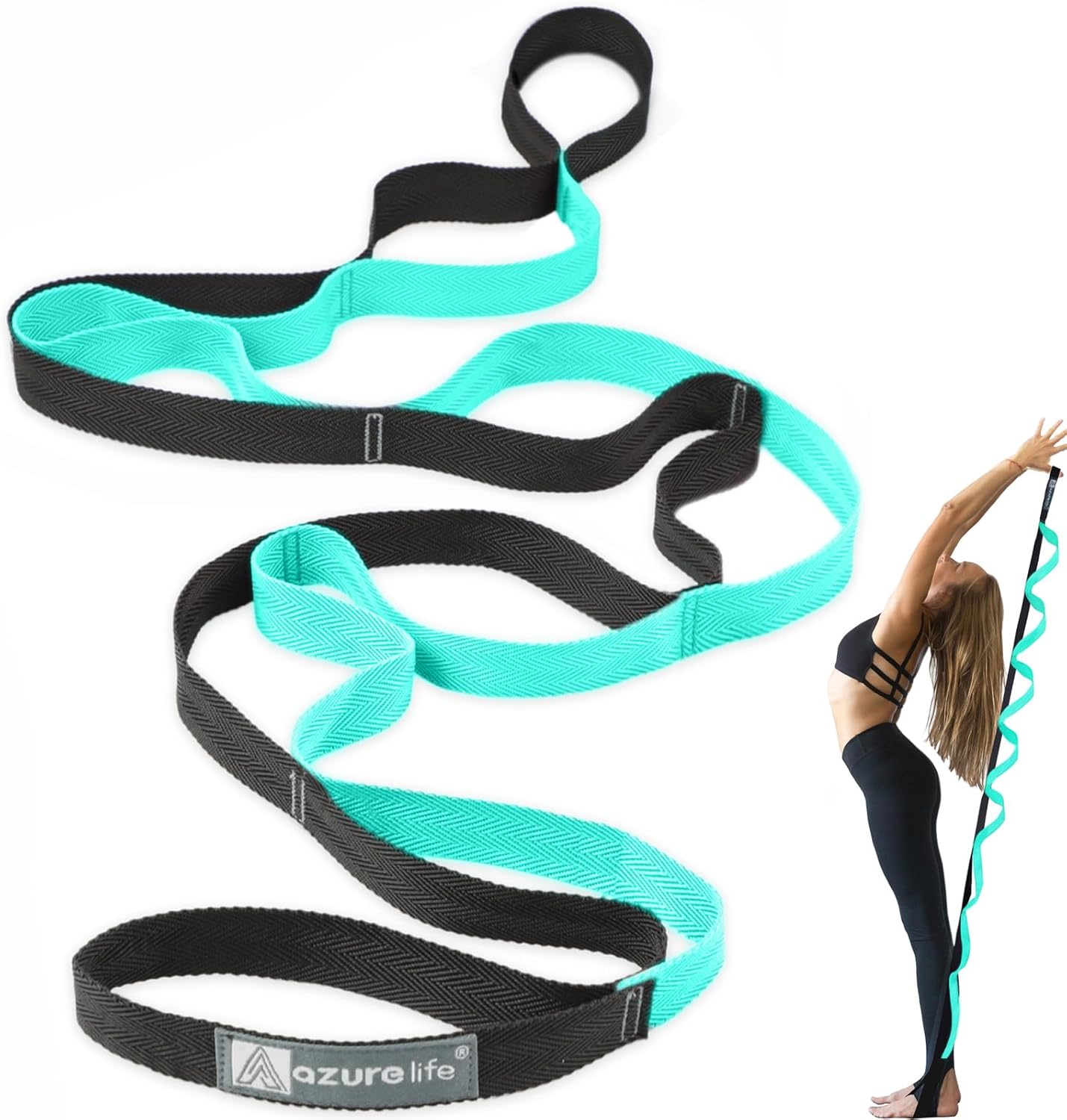 Premium Durable Stretch Straps with Loops, Stretching Strap for Physical Therapy, Multi-Loop Yoga Strap Fitness Exercise Strap for Yoga, Pilates, Dance, Flexibility&Exercise