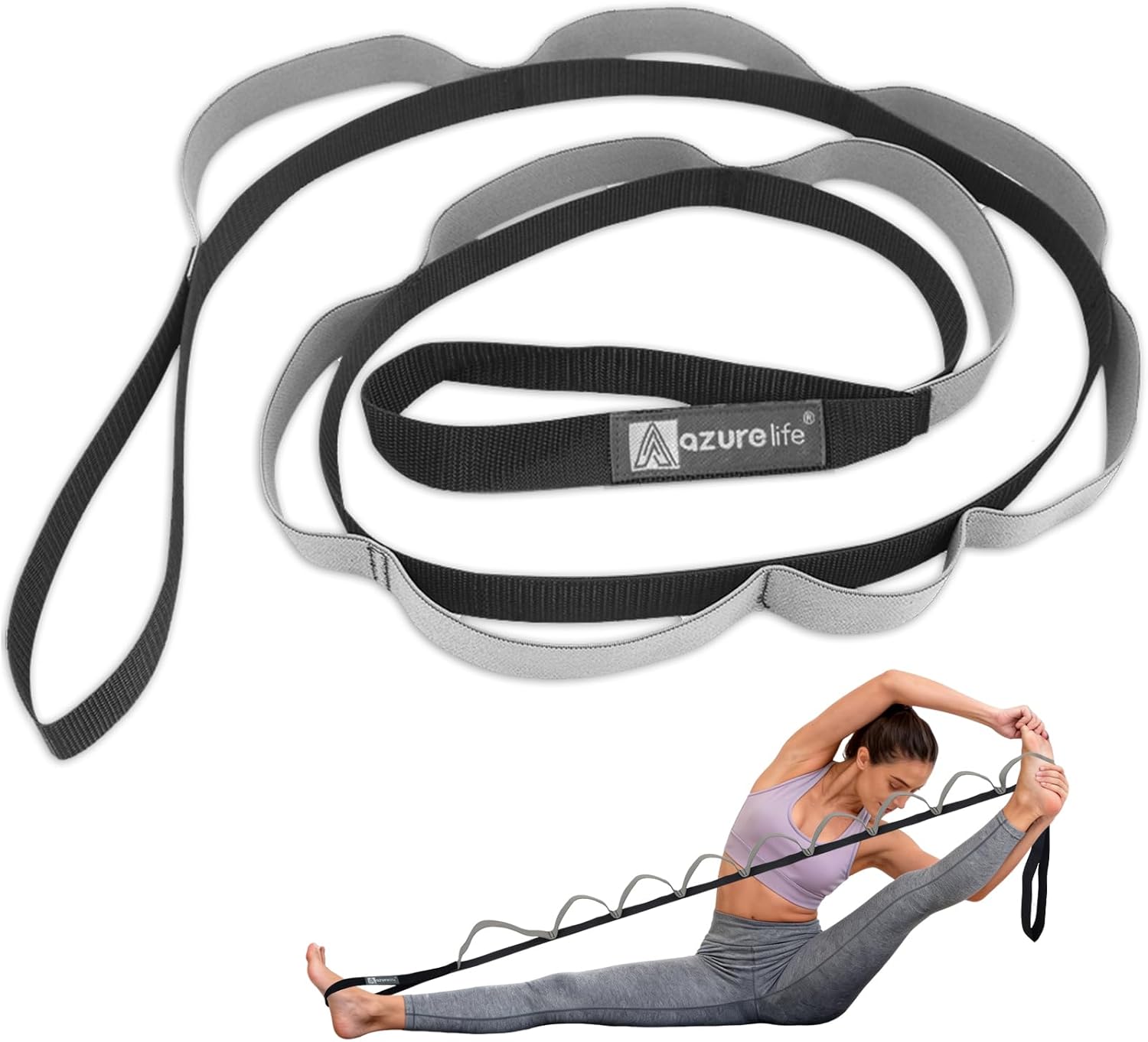 Premium Durable Stretch Straps with Loops, Stretching Strap for Physical Therapy, Multi-Loop Yoga Strap Fitness Exercise Strap for Yoga, Pilates, Dance, Flexibility&Exercise