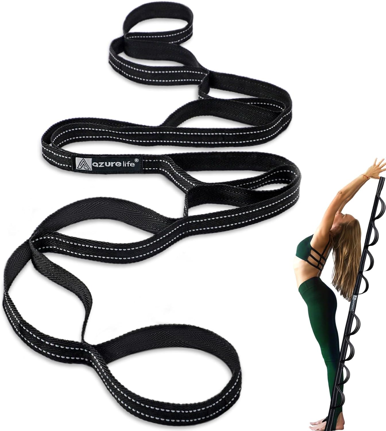 Premium Durable Stretch Straps with Loops, Stretching Strap for Physical Therapy, Multi-Loop Yoga Strap Fitness Exercise Strap for Yoga, Pilates, Dance, Flexibility&Exercise