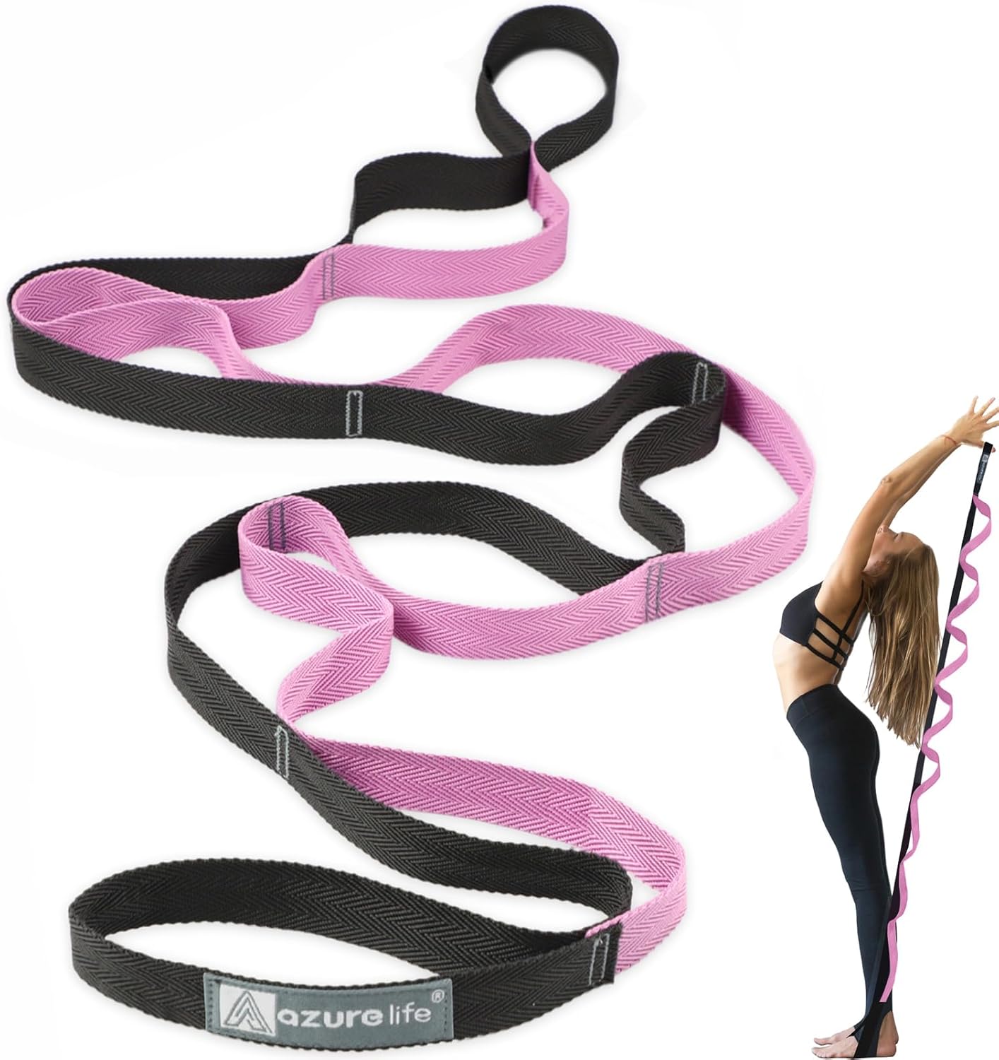 Premium Durable Stretch Straps with Loops, Stretching Strap for Physical Therapy, Multi-Loop Yoga Strap Fitness Exercise Strap for Yoga, Pilates, Dance, Flexibility&Exercise