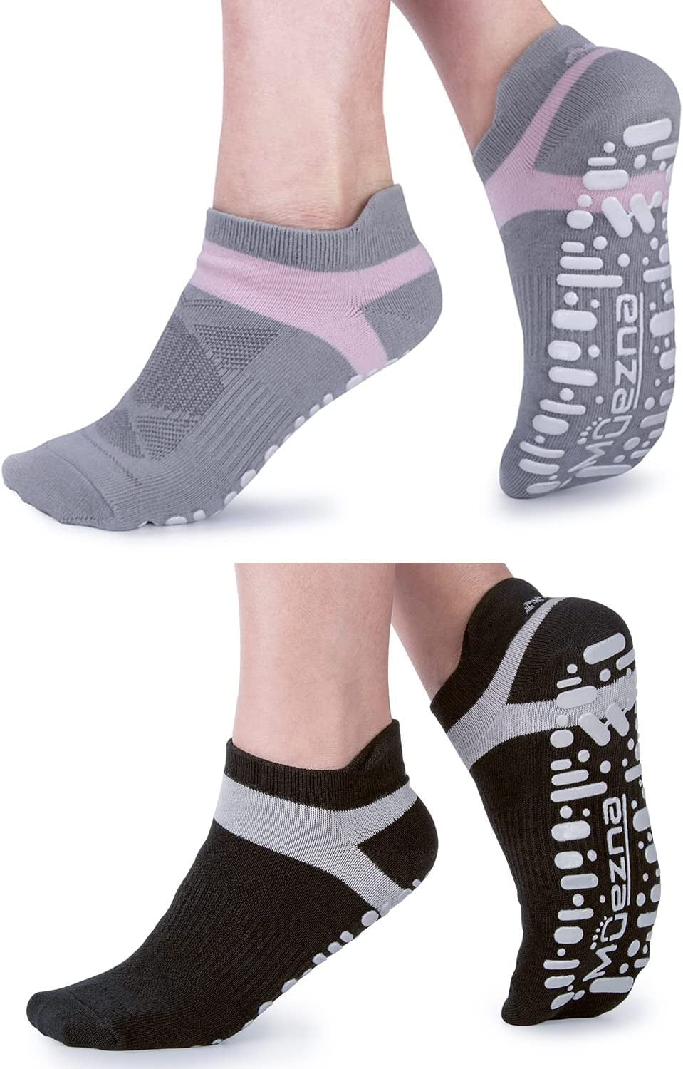 Non-Slip Yoga & Pilates Grip Socks for Women – Anti-Skid Barre Studio Socks (Size 5–10)
