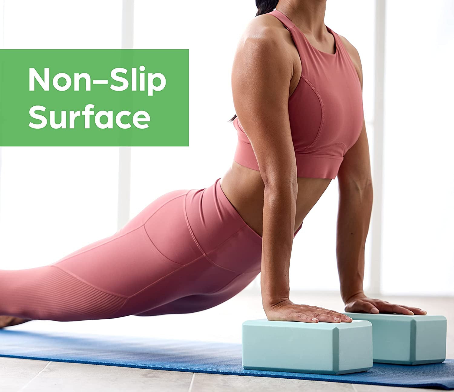 Yoga Block - Supportive Latex-Free Eva Foam - Soft Non-Slip Surface with Beveled Edges for Yoga, Pilates, Meditation
