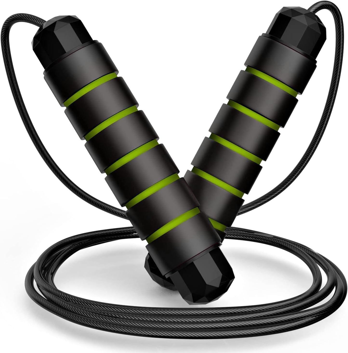 Jump Rope, Tangle-Free Rapid Speed Jumping Rope Cable with Ball Bearings for Women, Men, and Kids, Adjustable Steel Jump Rope with Foam Handles for Home Gym Exercise Fitness Workout Equipment & Slim Body