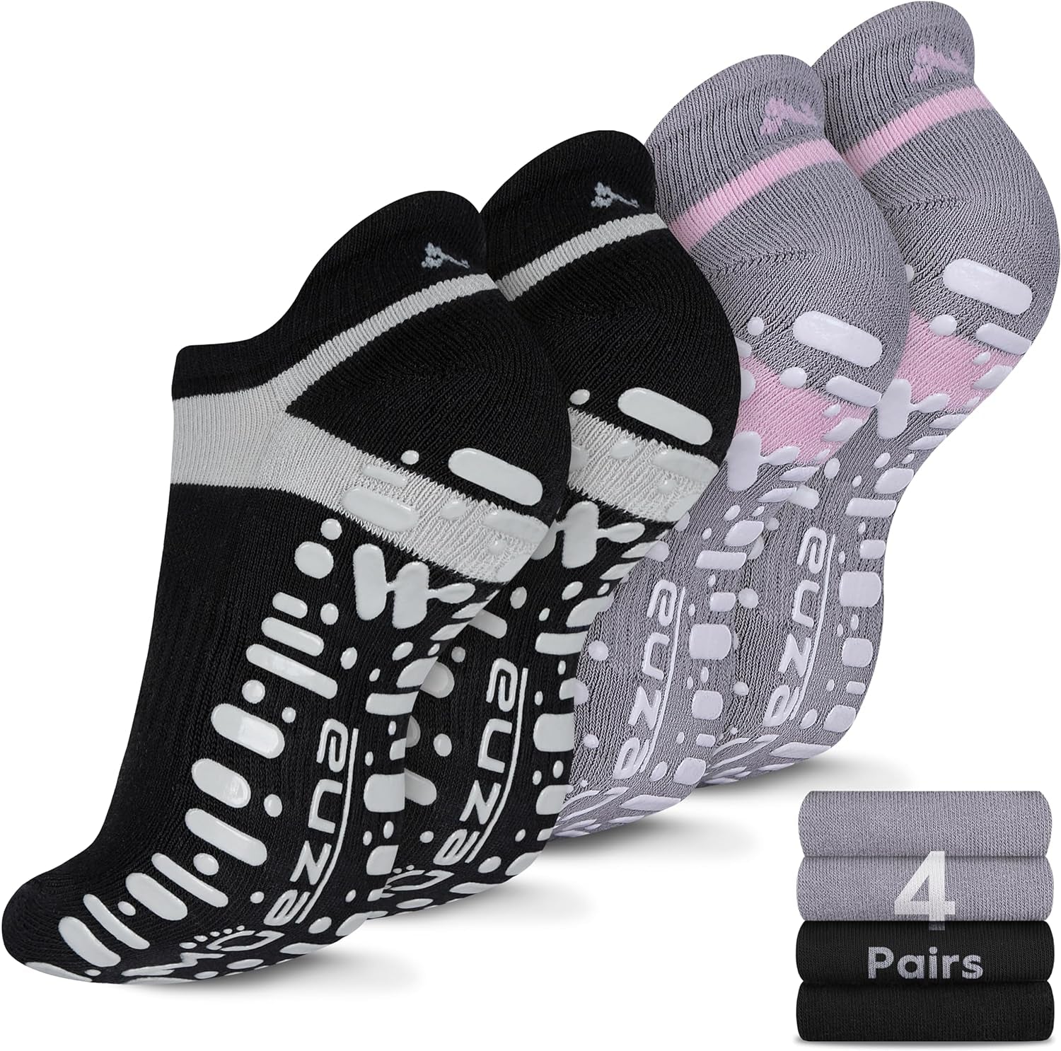 Non-Slip Yoga & Pilates Grip Socks for Women – Anti-Skid Barre Studio Socks (Size 5–10)