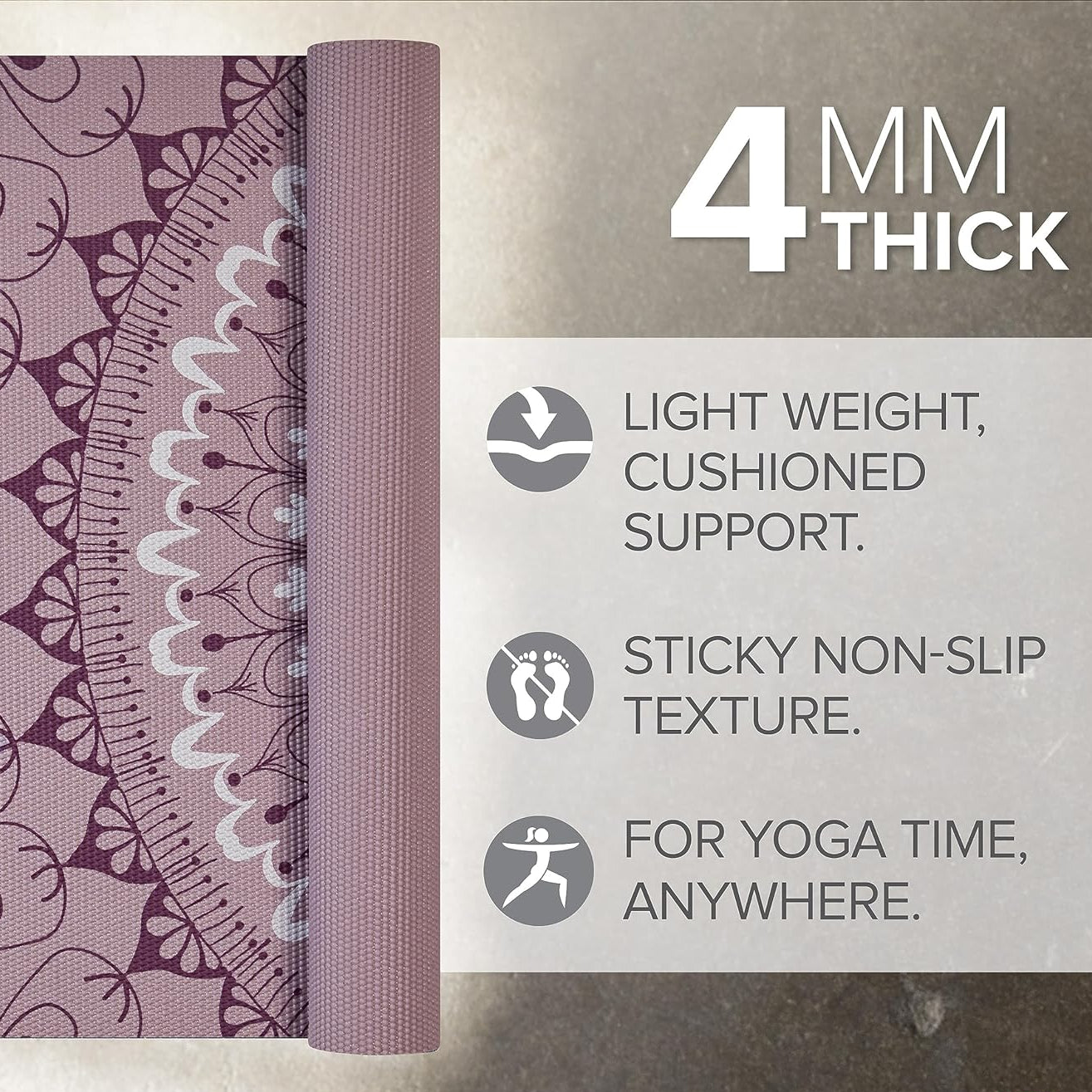 Printed Non-Slip Yoga Mat — Cushioned Support for Yoga, Pilates & Stretching