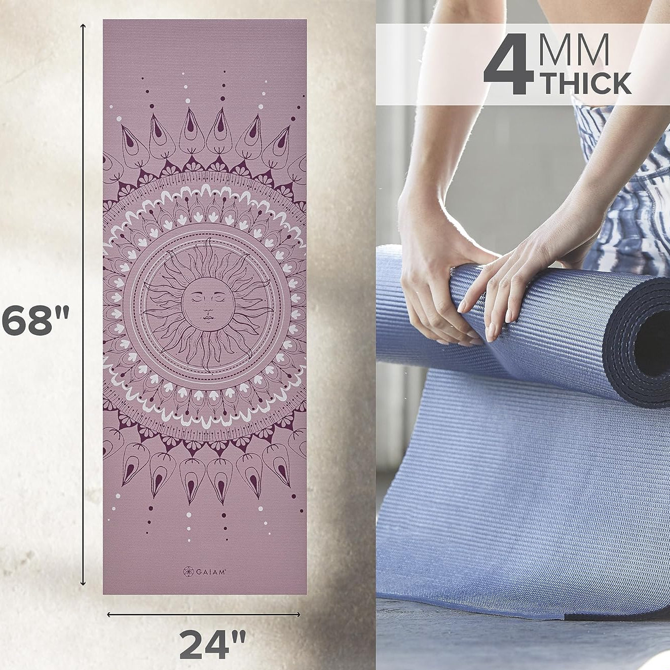 Printed Non-Slip Yoga Mat — Cushioned Support for Yoga, Pilates & Stretching