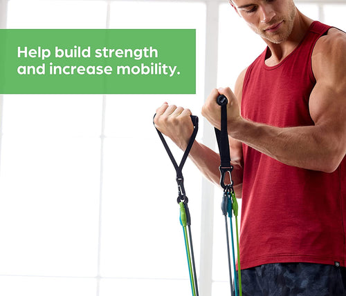 3-In-1 Resistance Band Kit with Comfort-Grip Handles and Interchangeable Strength Bands for High Intensity Training