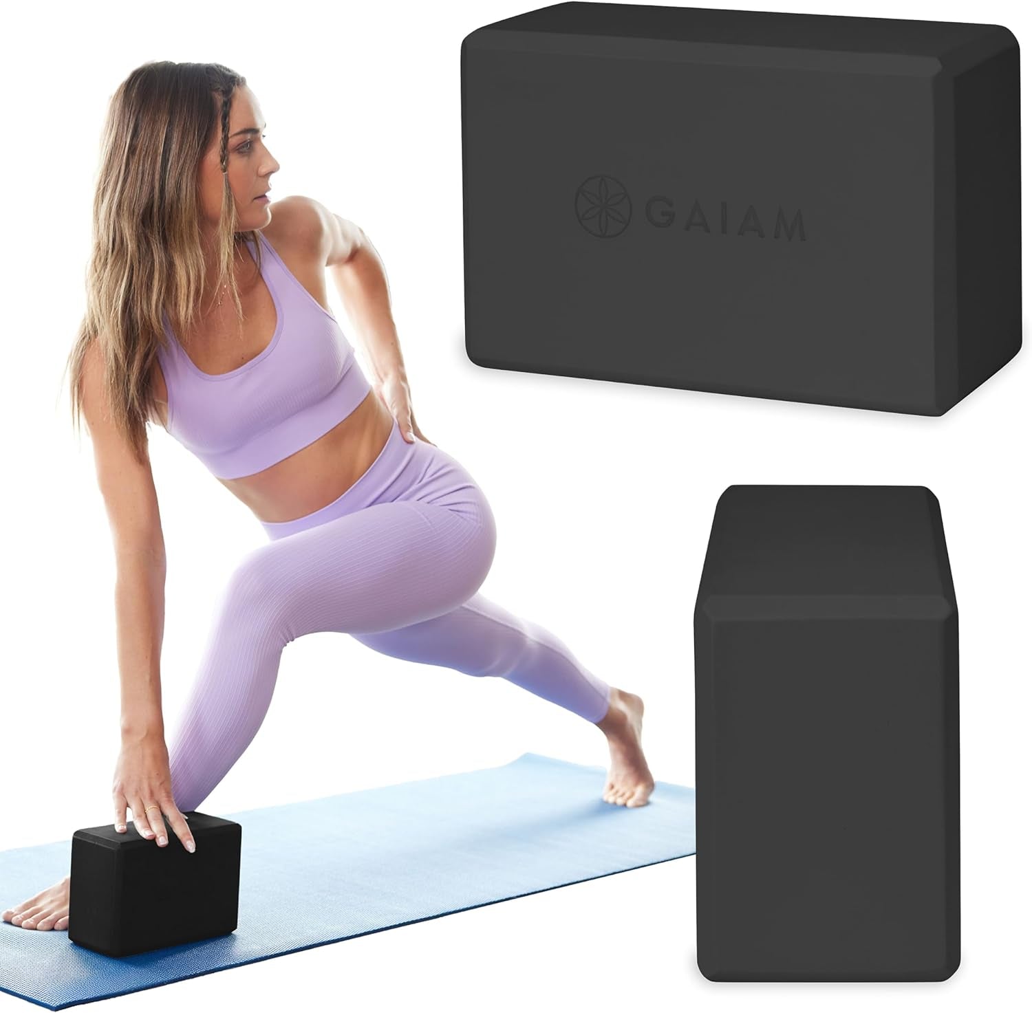 Yoga Block - Supportive Latex-Free Eva Foam - Soft Non-Slip Surface with Beveled Edges for Yoga, Pilates, Meditation