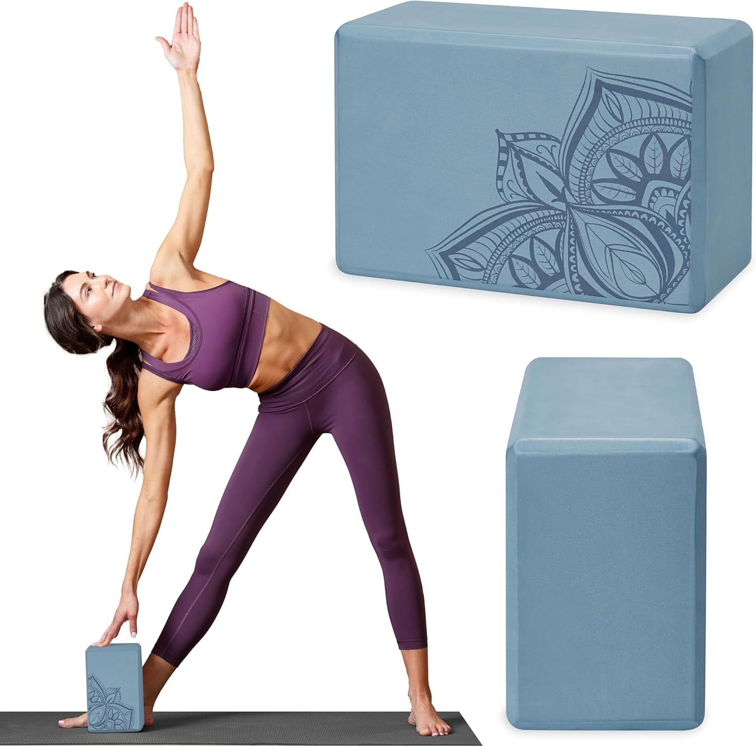 Yoga Block - Supportive Latex-Free Eva Foam - Soft Non-Slip Surface with Beveled Edges for Yoga, Pilates, Meditation