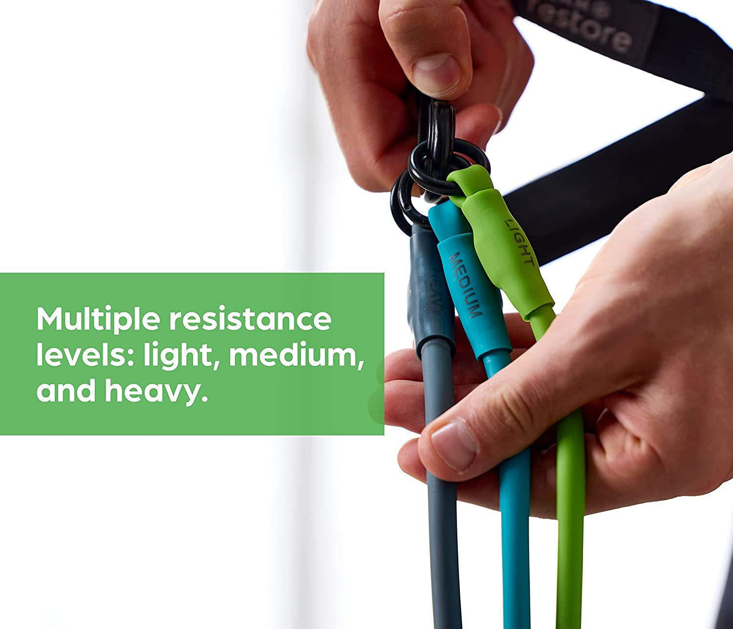3-In-1 Resistance Band Kit with Comfort-Grip Handles and Interchangeable Strength Bands for High Intensity Training